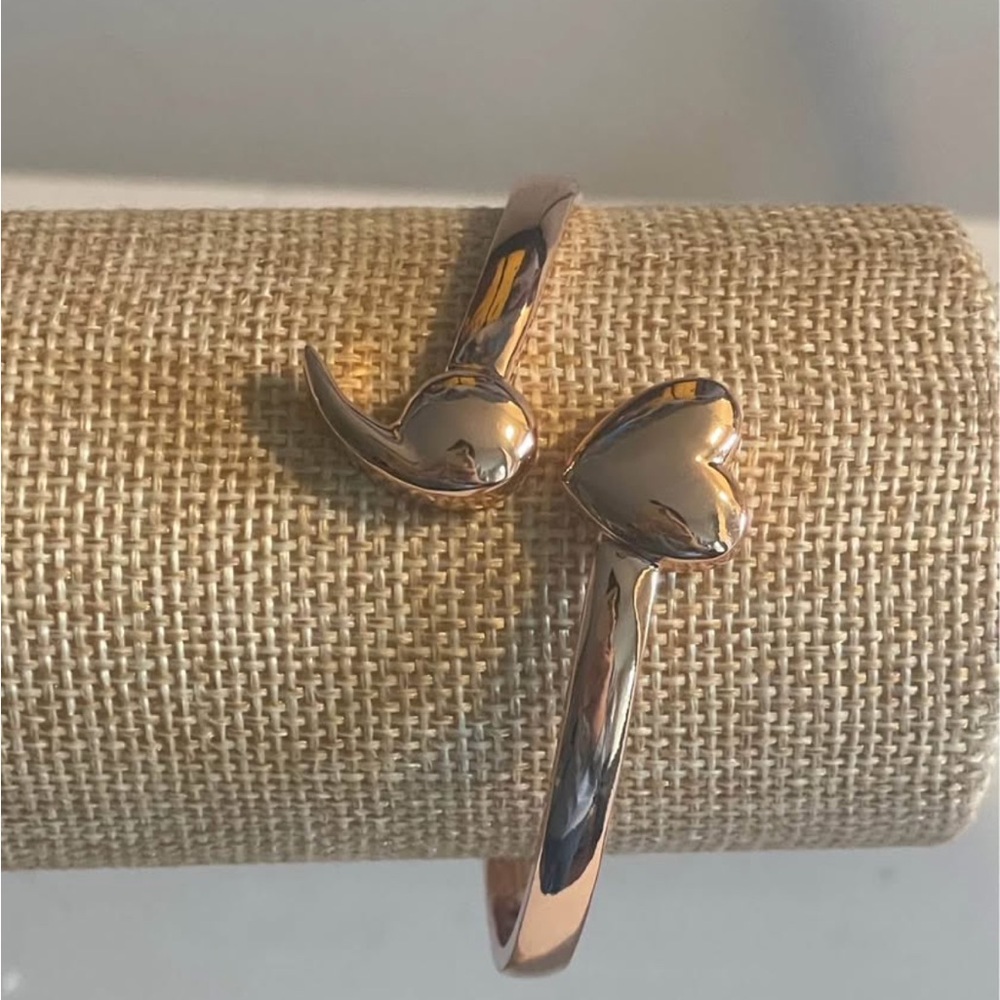 Rose Gold semi colon heart Bangle Bracelet and the back is engraved